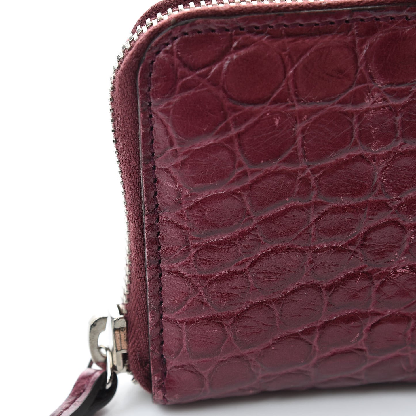 Crocodile Zip Around Card Case Cherry Gloss