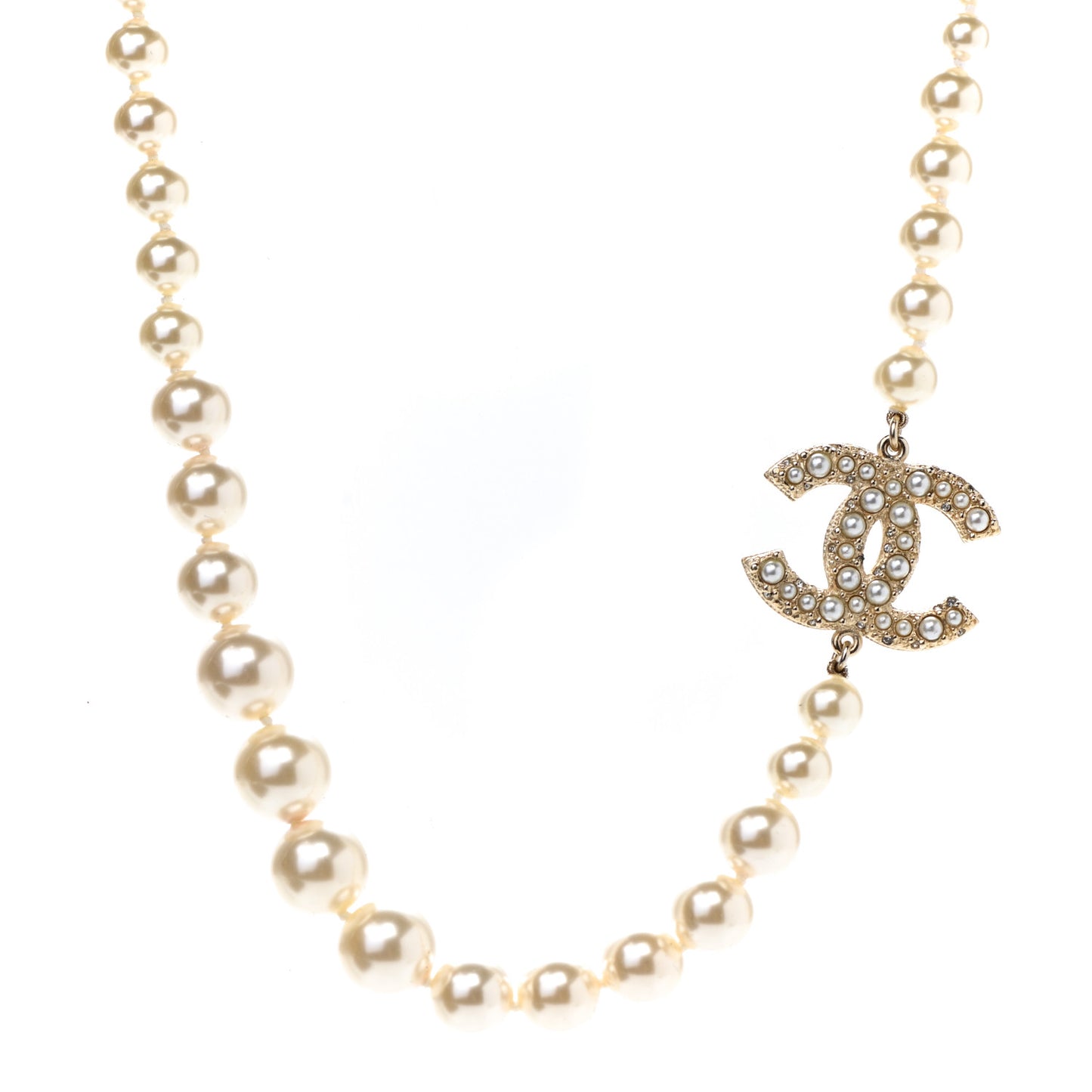 Pearl CC 100th Anniversary Necklace Light Gold