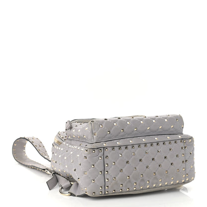 Valentino Garavani Nappa Quilted Medium Rockstud Spike Backpack Pastel Grey 3 of 10