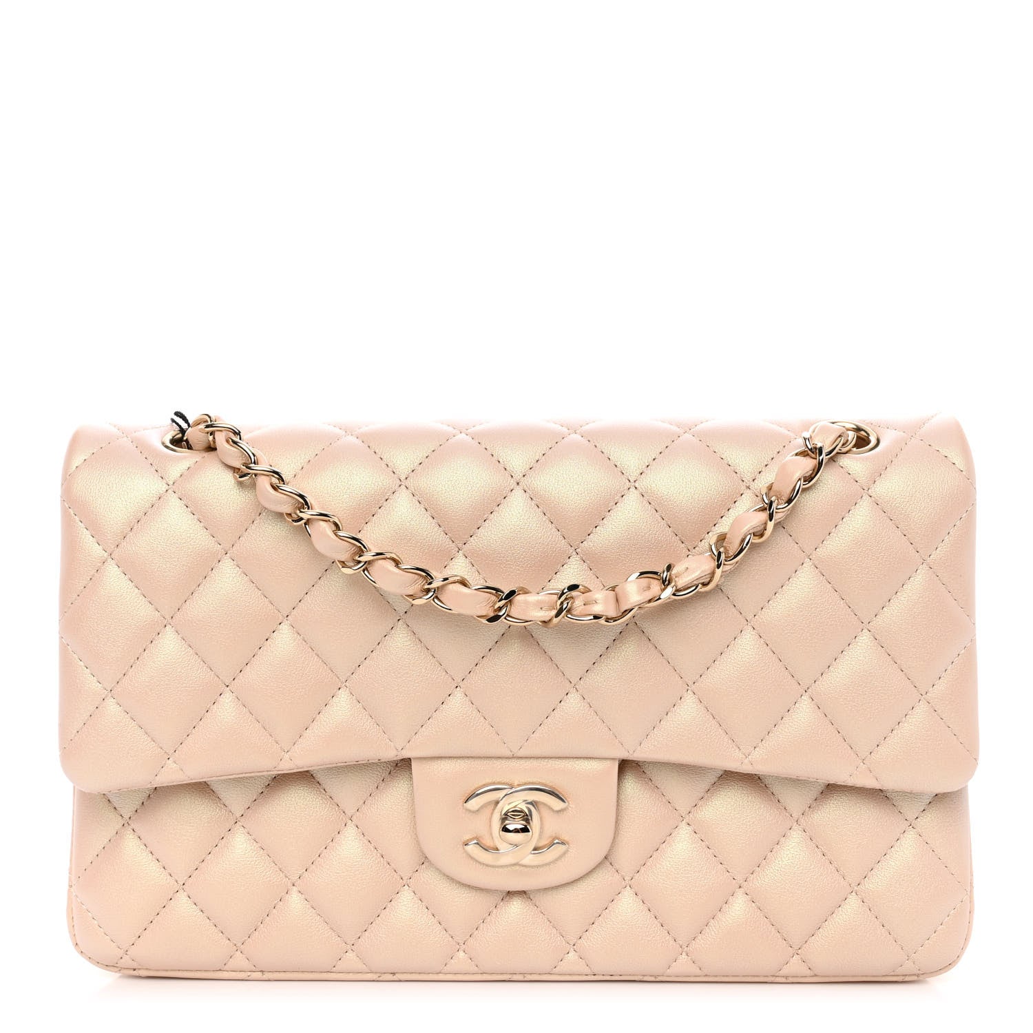 Chanel Iridescent Calfskin Quilted Medium Double Flap Beige 1 of 11