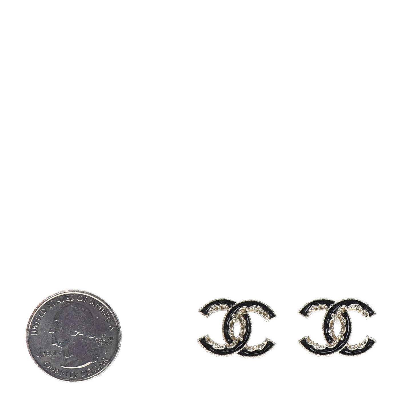 Enamel CC Baroque Earrings Black Gold