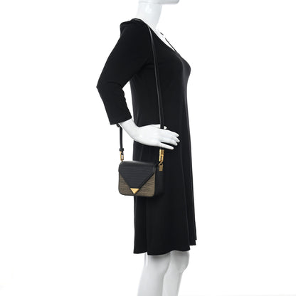 Alexander Wang Crocodile Lizard Embossed Calfskin Prisma Envelope Crossbody Black Military 2 of 11