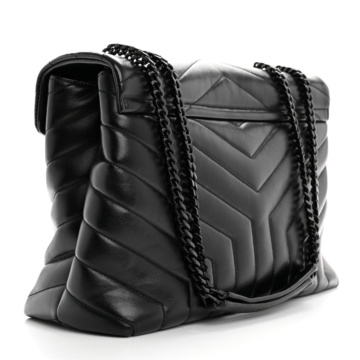 Saint Laurent Calfskin Y Quilted Monogram Monochrome Medium Loulou Chain Satchel Black 3 of 12