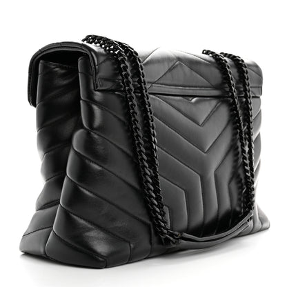 Saint Laurent Calfskin Y Quilted Monogram Monochrome Medium Loulou Chain Satchel Black 3 of 12