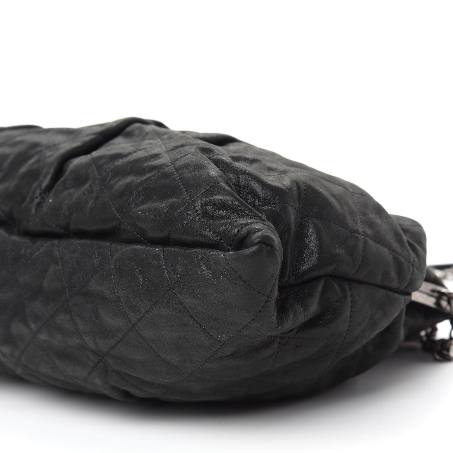 Iridescent Calfskin Chic Quilt Frame Tote Black