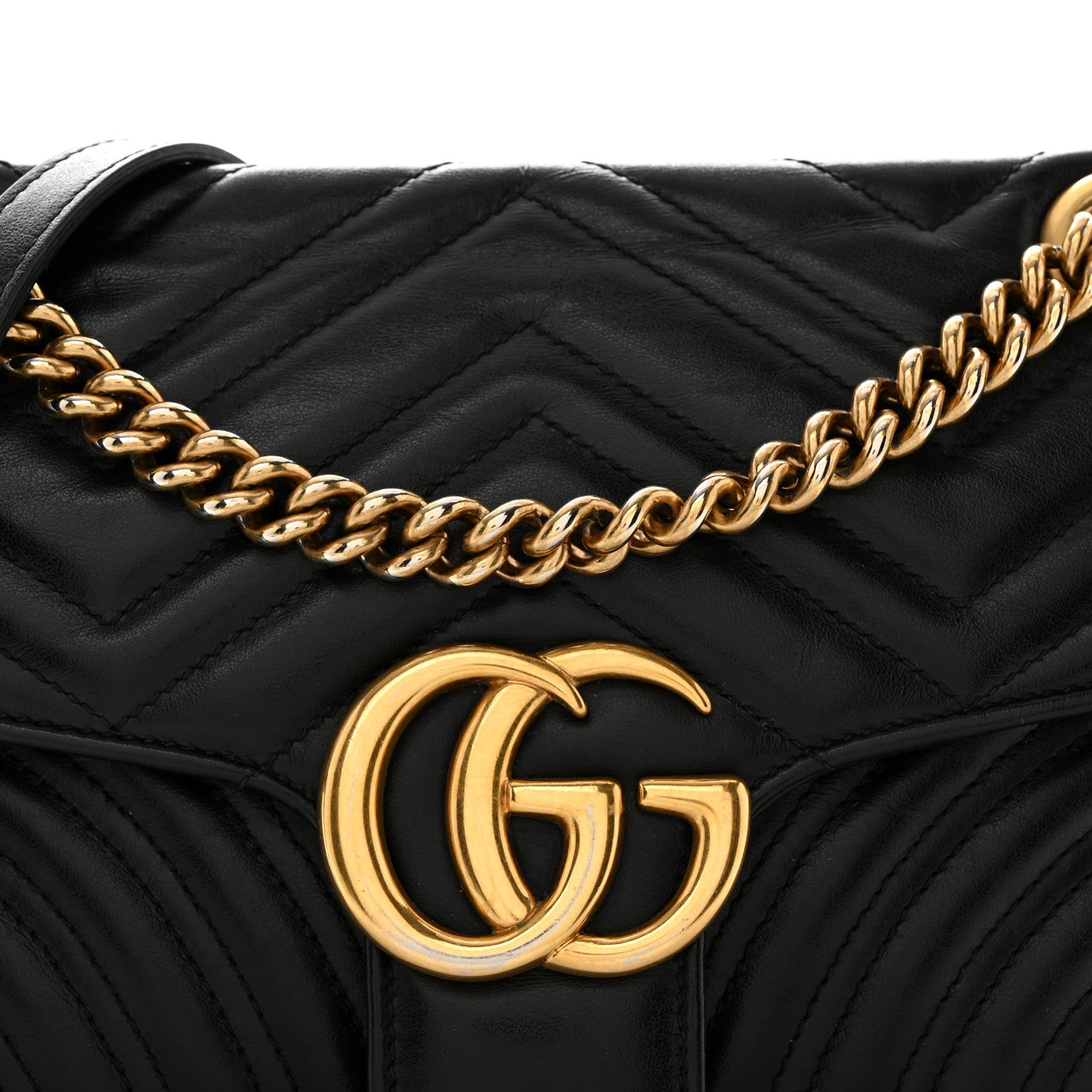 Gucci Calfskin Matelasse Small GG Marmont Shoulder Bag Black 9 of 15