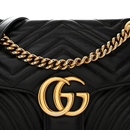 Gucci Calfskin Matelasse Small GG Marmont Shoulder Bag Black 9 of 15