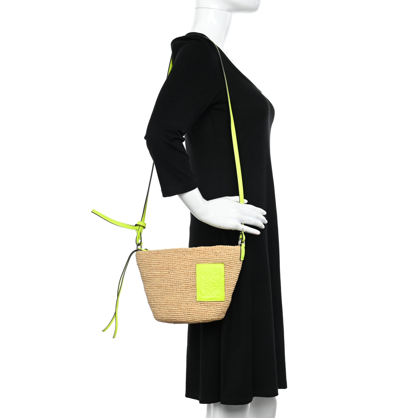 Raffia Crossbody Bag Natural Neon Yellow