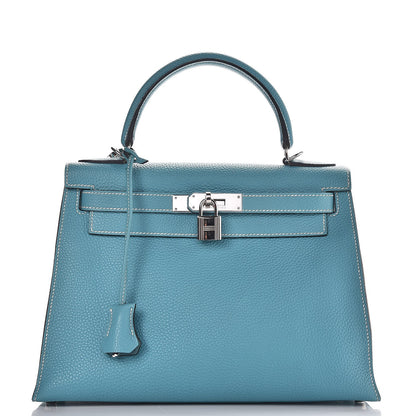 Hermes Togo Sellier Kelly 28 Blue Jean 1 of 37