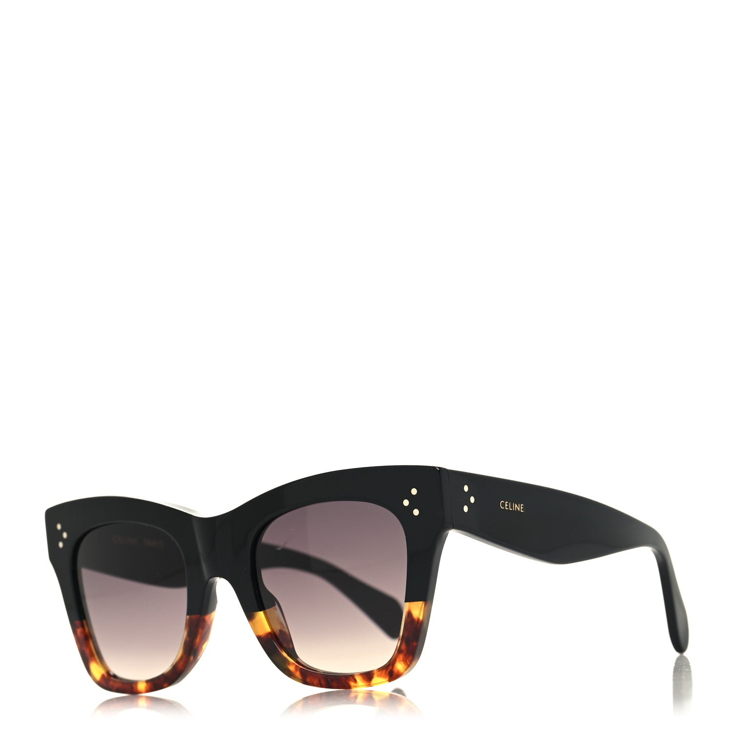 Celine Acetate Polarized Cat Eye Sunglasses CL4004IN Havana Black 1 of 7