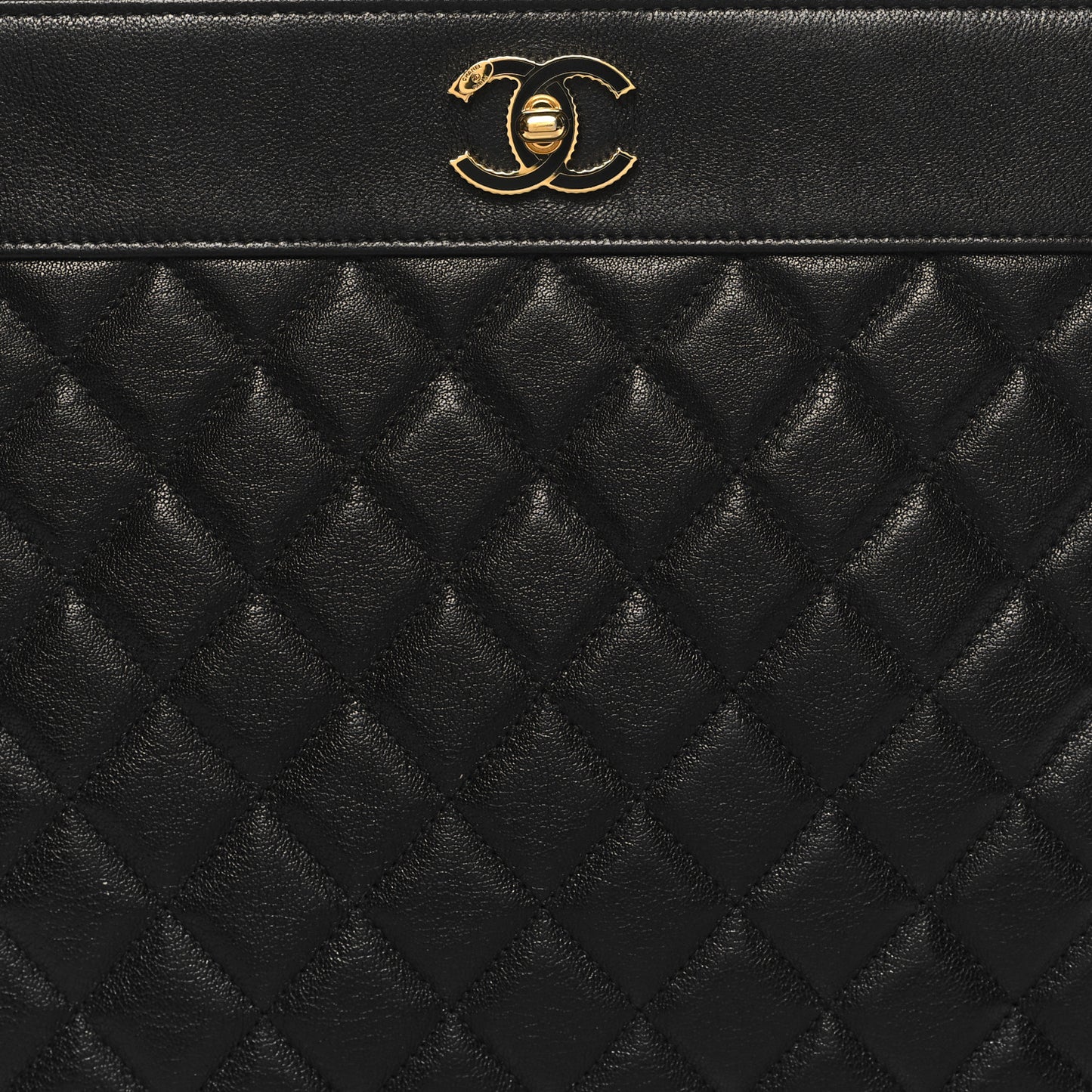 Sheepskin Quilted Large Vintage Mademoiselle Cosmetic Case Black