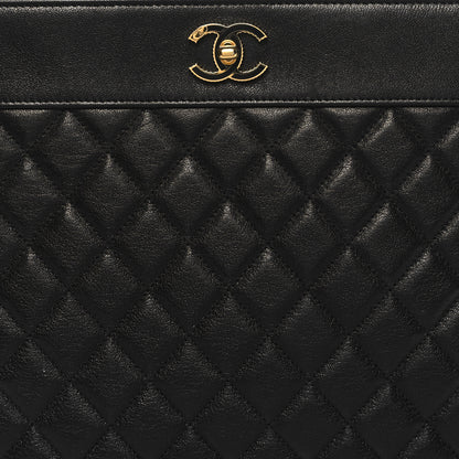 Chanel Sheepskin Quilted Large Vintage Mademoiselle Cosmetic Case Black 8 of 12