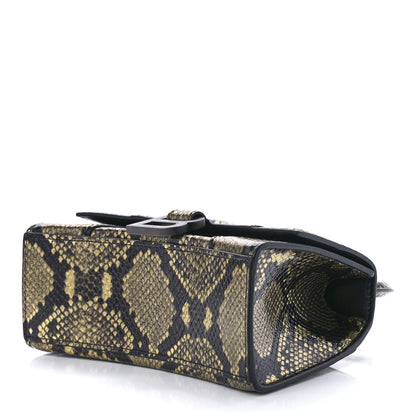 Balenciaga Shiny Calfskin Snakeskin Embossed Hourglass Top Handle Bag XS Gold Black 9 of 11