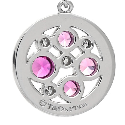 Tiffany Platinum Diamond Pink Sapphire Cobblestone Drop Earrings 4 of 4