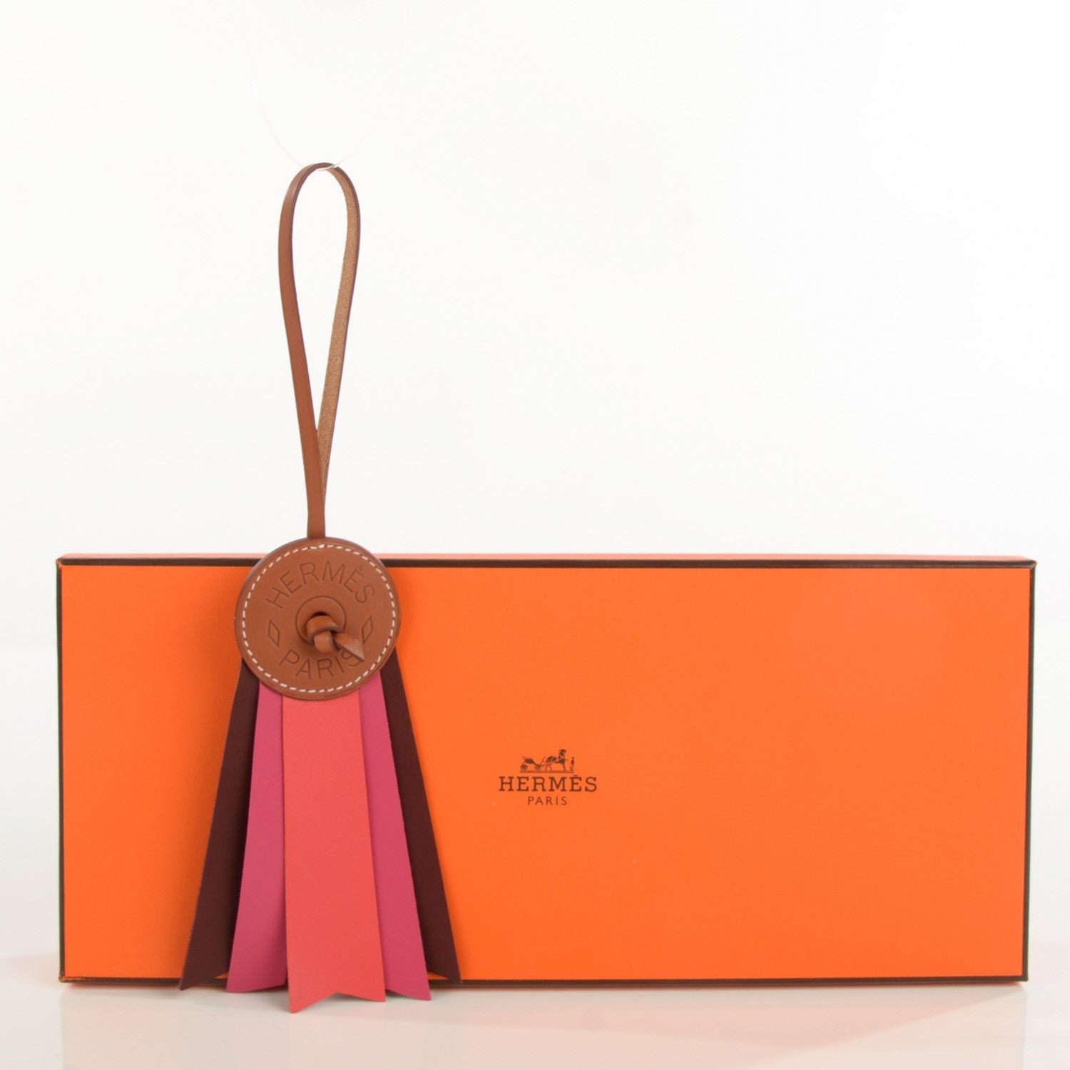 Hermes Hunter Cowhide Milo Lambskin Paddock Flot Bag Charm Rose Shocking Rouge H Rose Jaipur 4 of 5