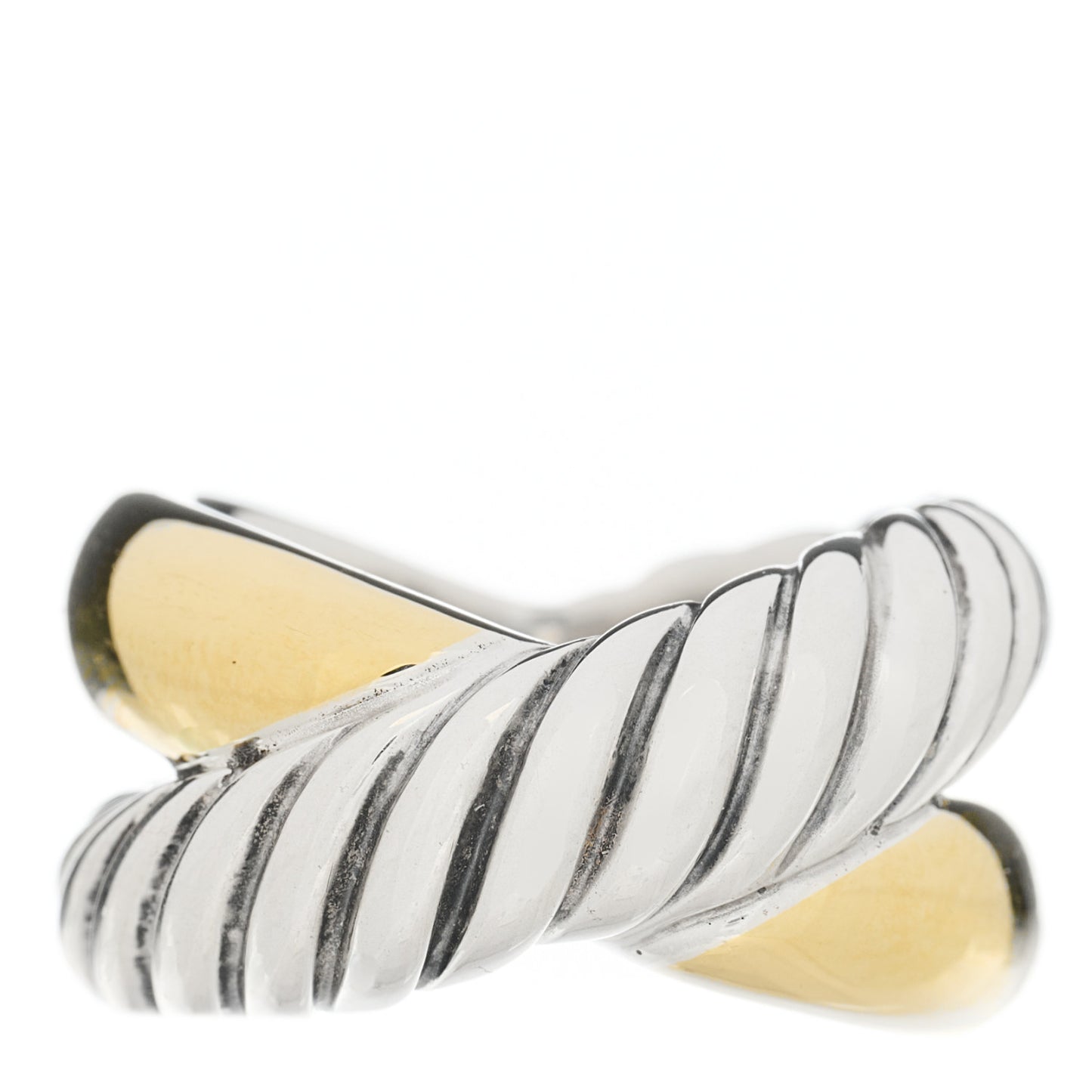 Sterling Silver 18K Yellow Gold Crossover Cable Ring 52 6