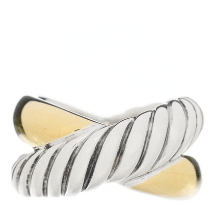 David Yurman Sterling Silver 18K Yellow Gold Crossover Cable Ring 52 6 1 of 3