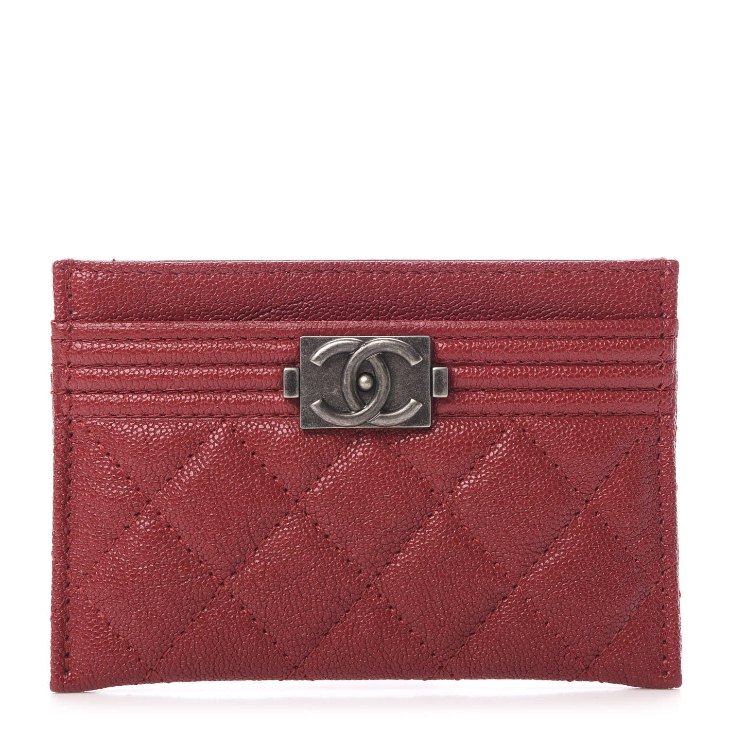 Chanel Caviar Quilted Boy Card Holder Red 1 of 9