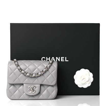 Chanel Lambskin Quilted Mini Square Flap Light Grey 11 of 11
