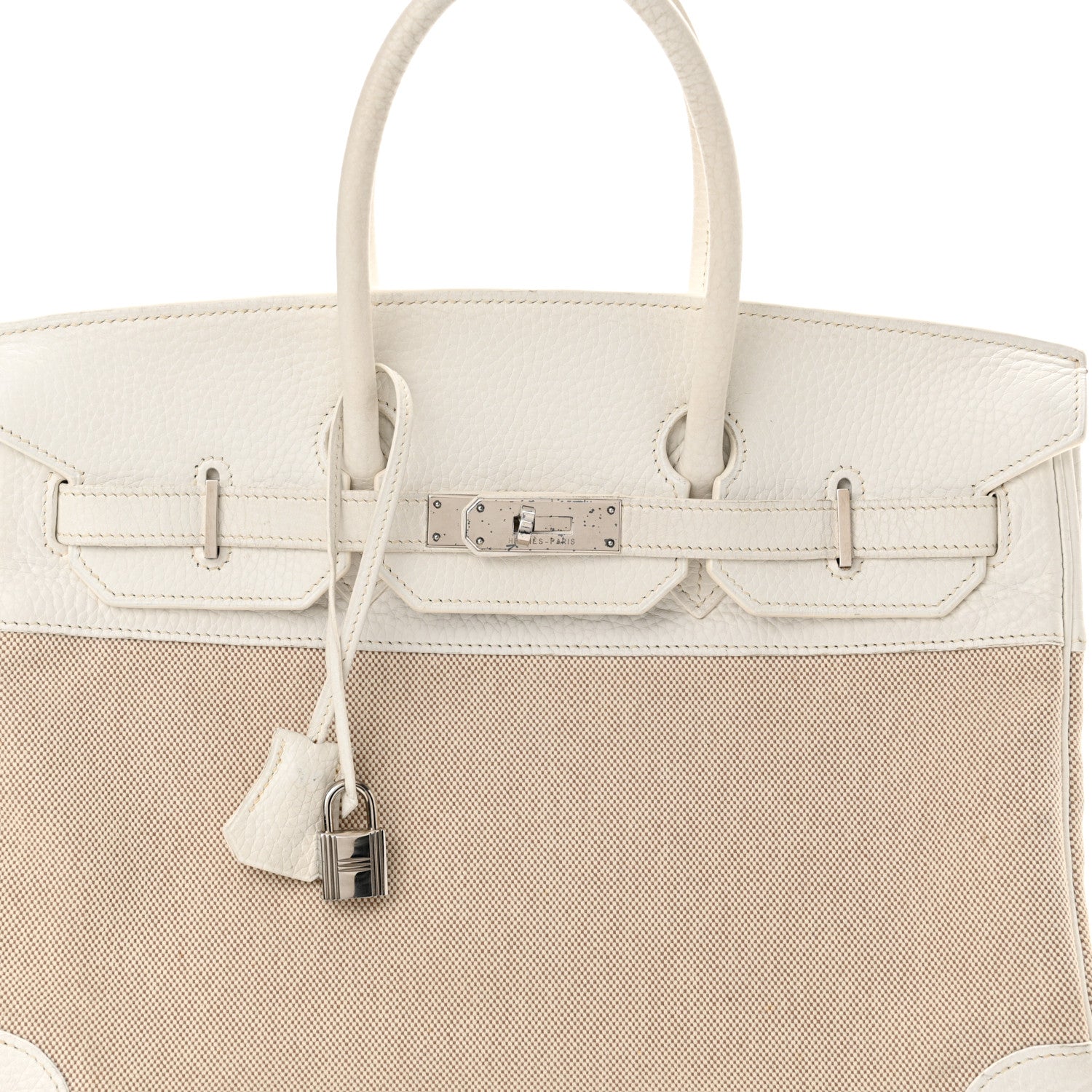 Hermes Toile Taurillon Clemence Birkin 35 White 8 of 33