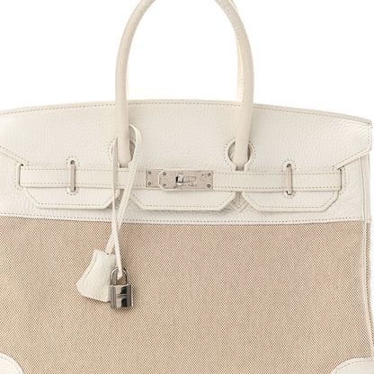 Hermes Toile Taurillon Clemence Birkin 35 White 8 of 33
