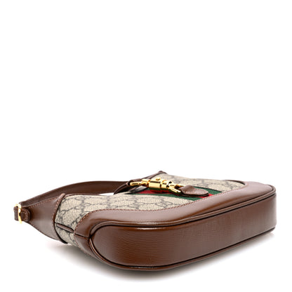 Gucci GG Supreme Monogram Azalea Calfskin Web Mini Jackie 1961 Hobo Beige Ebony Brown Sugar 4 of 9