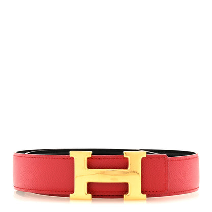 Hermes Box Courchevel 32mm H Belt 70 28 Black Rouge Garance 1 of 7