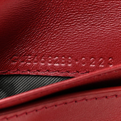 Saint Laurent Lambskin Matelasse Chevron Monogram Compact Zip Around Wallet Rouge Opium 8 of 9