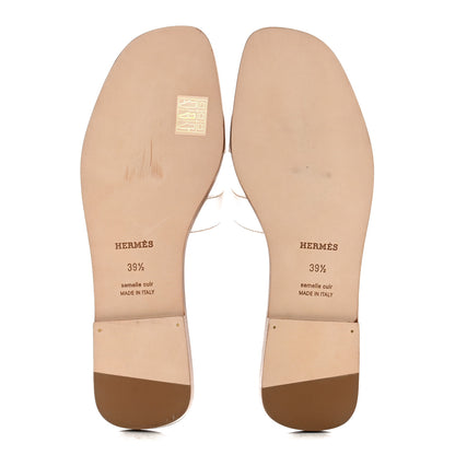 Hermes Box Calfskin Oran Sandals 39.5 White 5 of 9