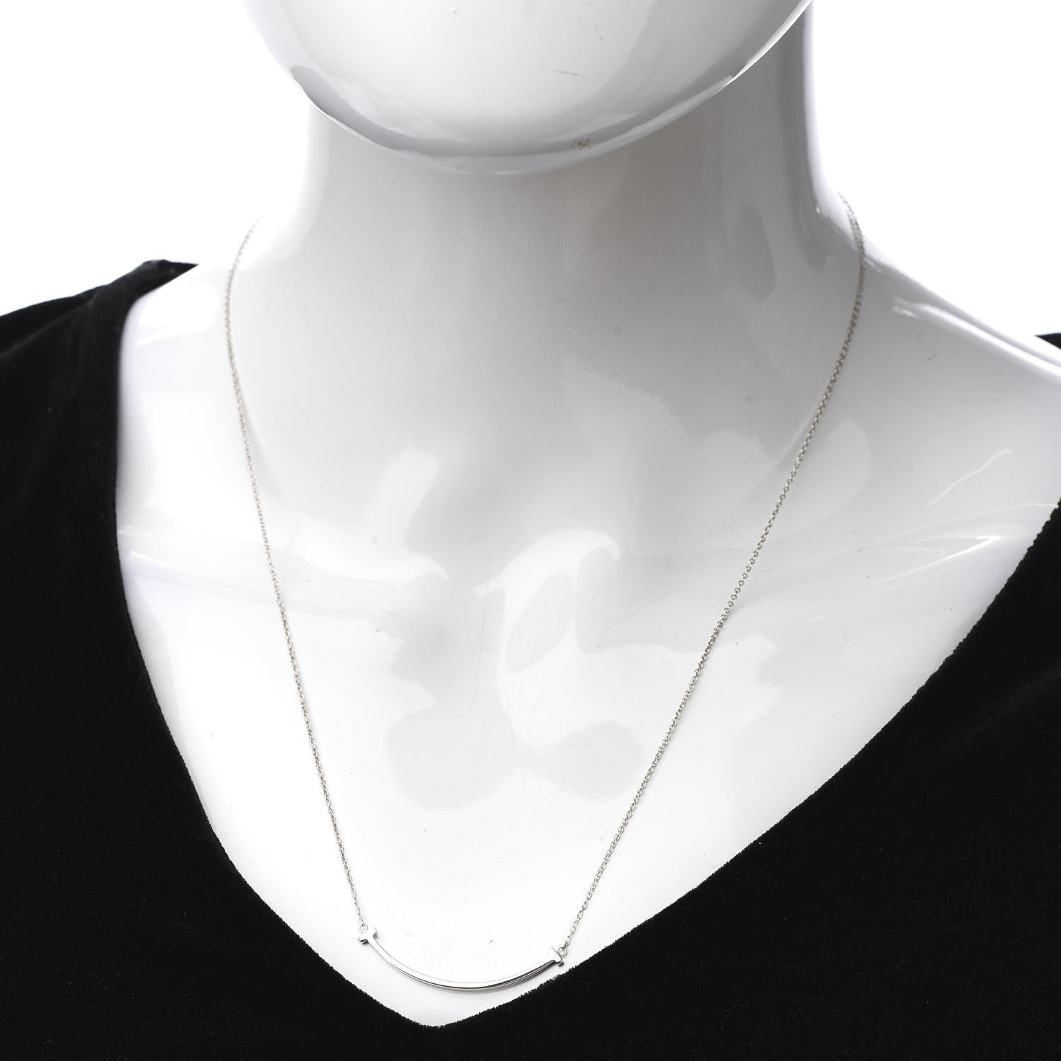 Tiffany Sterling Silver Small T Smile Pendant Necklace 2 of 5