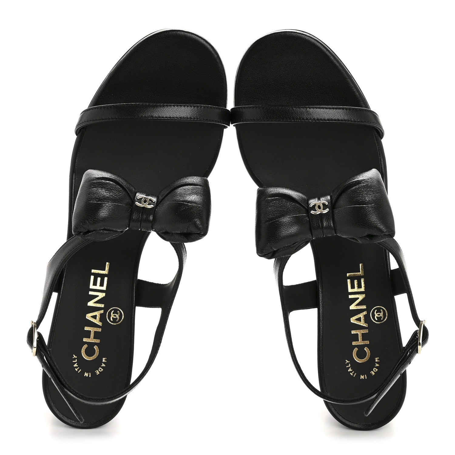 Chanel Lambskin CC Bow 55mm Sandals 36 Black 2 of 10