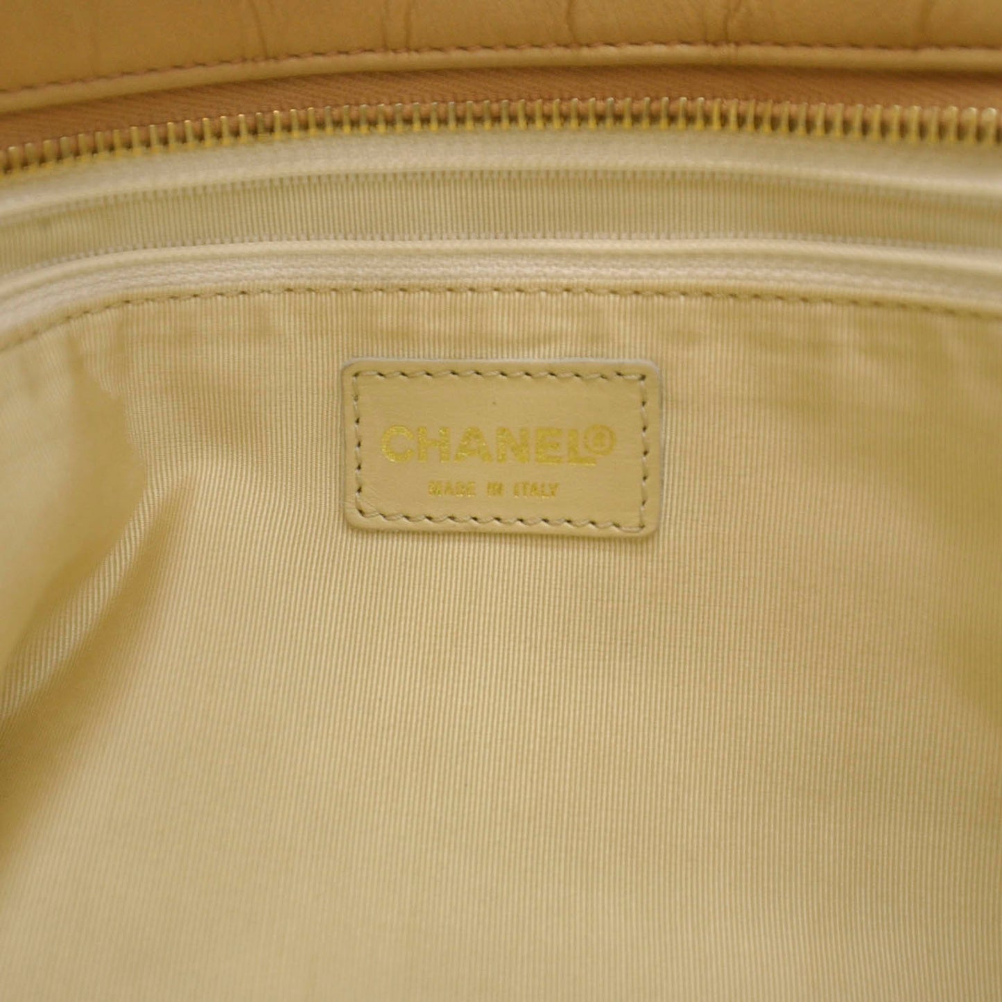 Lambskin Chocolate Bar Quilted Shoulder Bag Beige