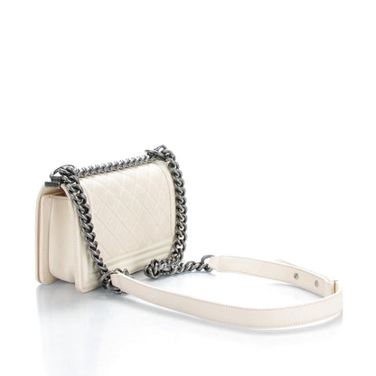 Chanel Goatskin Quilted Patent Small Duo Boy Flap White 3 of 9