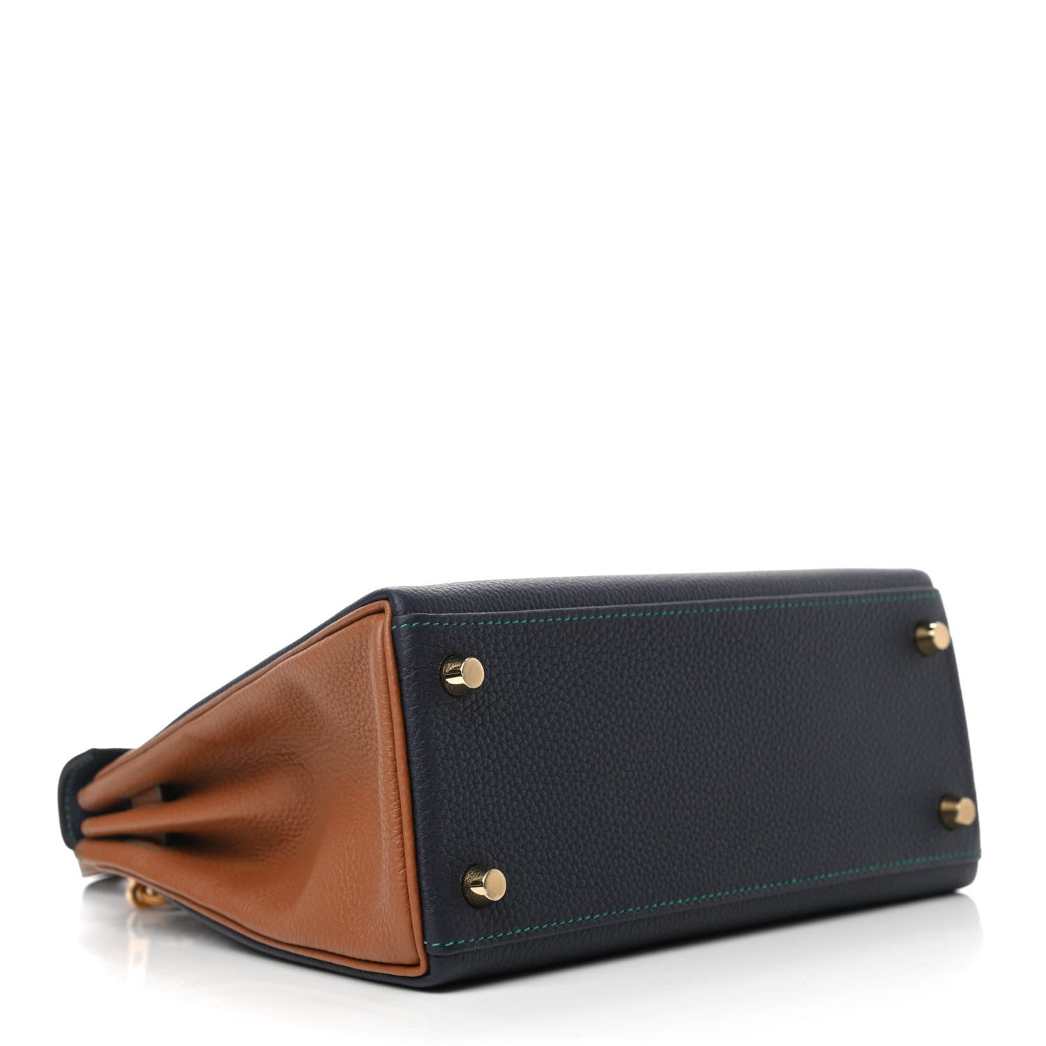 Hermes Togo Horseshoe Kelly Retourne 25 Blue Nuit Gold 4 of 11