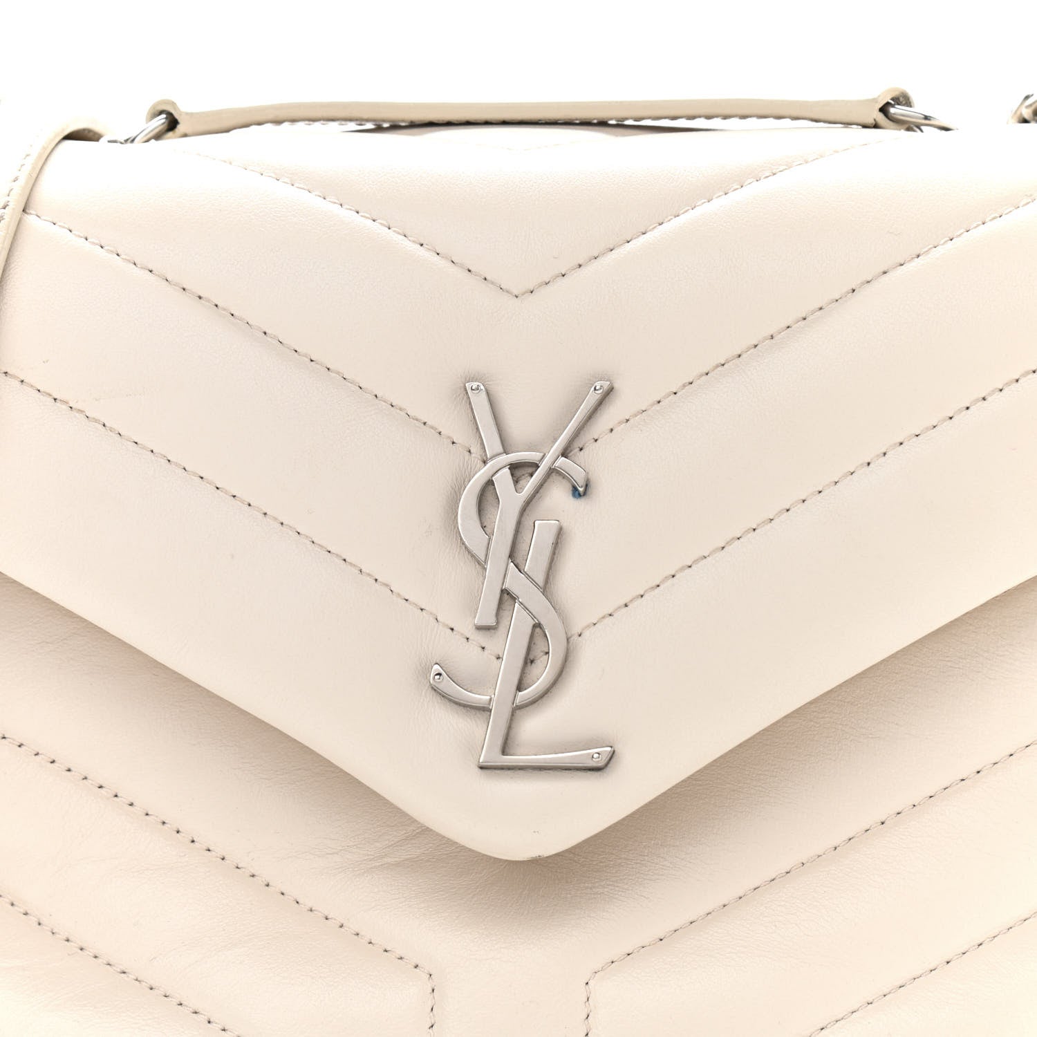Saint Laurent Calfskin Y Quilted Monogram Small Loulou Chain Satchel Crema Soft 7 of 11
