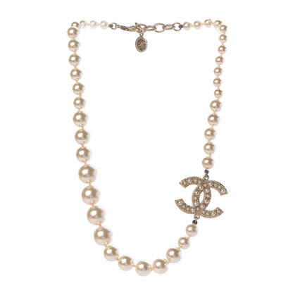 Chanel Graduated Pearl Crystal CC Short Necklace Gold 3 of 5