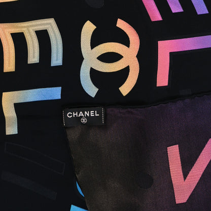 Chanel Silk Rue Cambon CC Square Scarf Black Multicolor 3 of 3