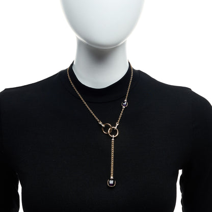 Pomellato 18K Rose White Gold Diamond Amethyst Nudo Lariat Necklace 2 of 7