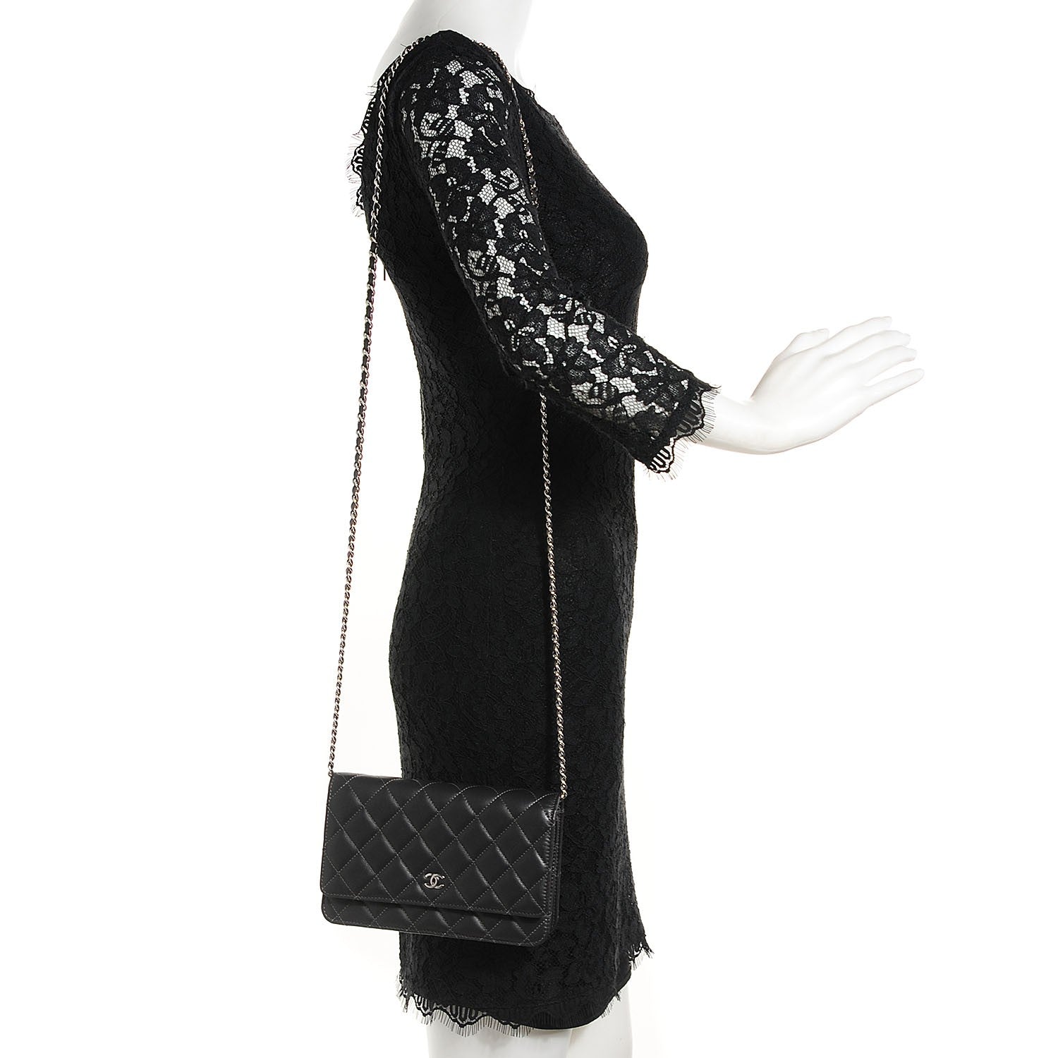 Chanel Lambskin Quilted Wallet On Chain WOC Dark Grey 2 of 9
