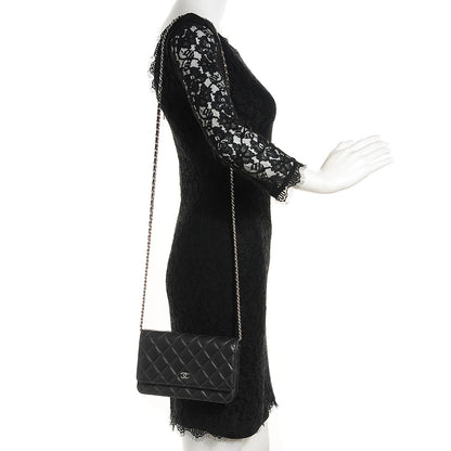 Chanel Lambskin Quilted Wallet On Chain WOC Dark Grey 2 of 9