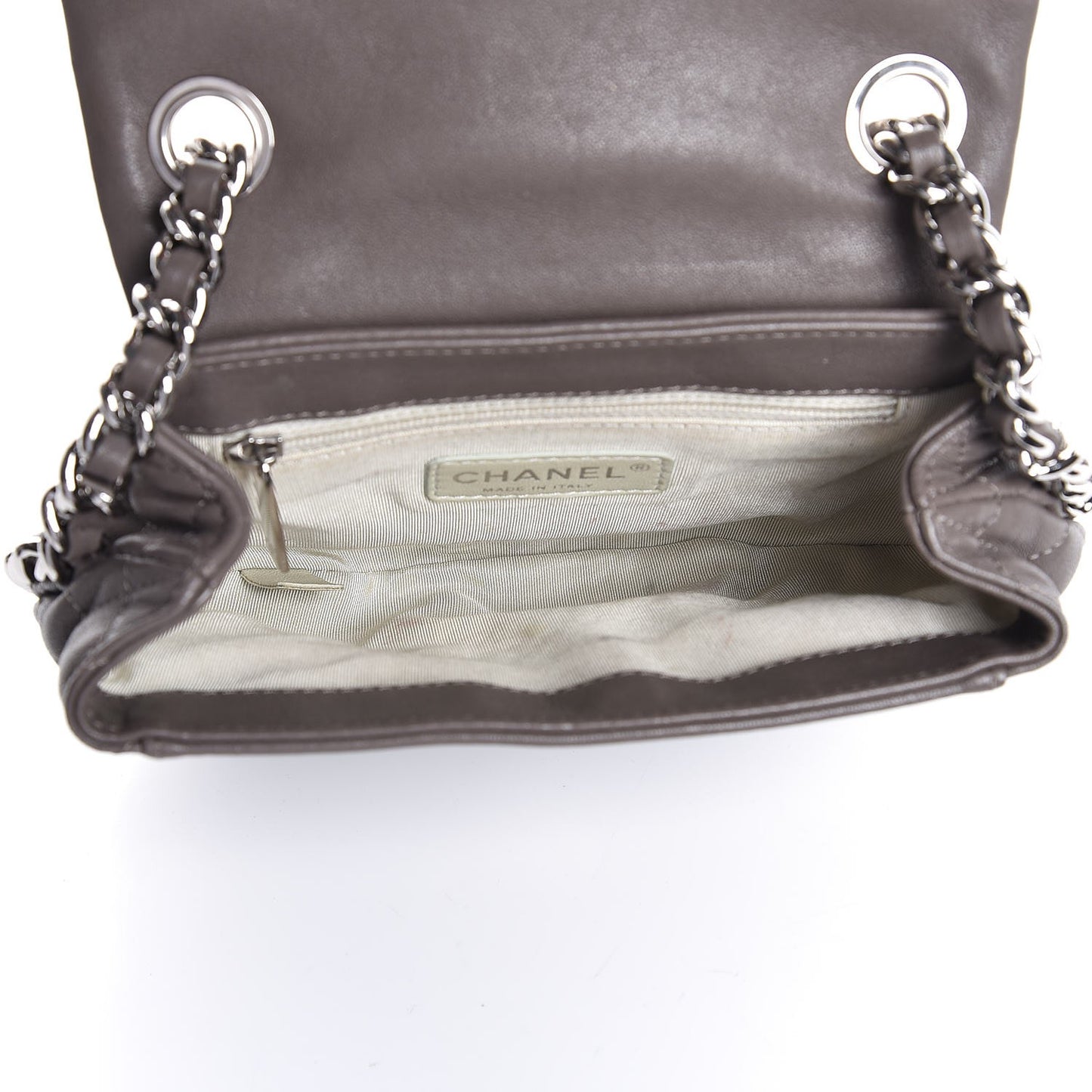 Washed Lambskin Quilted Mini Chain Around Flap Taupe