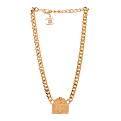 Chanel Metal Chain Link CC Rue Cambon Choker Necklace Gold 3 of 7