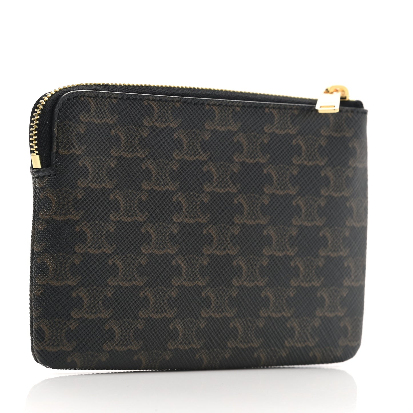 Triomphe Canvas Logo Coin and Card Pouch With Hook Black