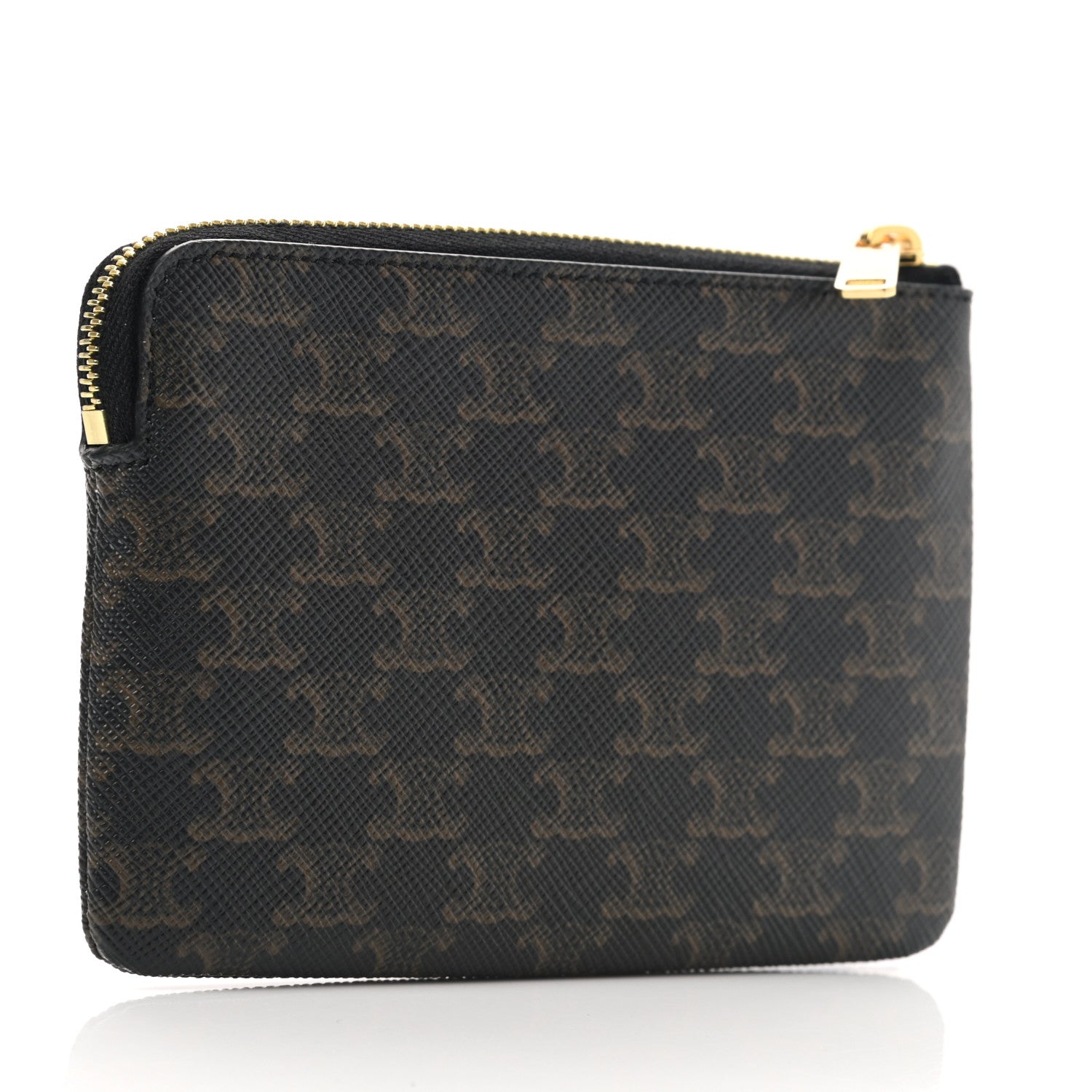 Celine Triomphe Canvas Logo Coin and Card Pouch With Hook Black 3 of 7