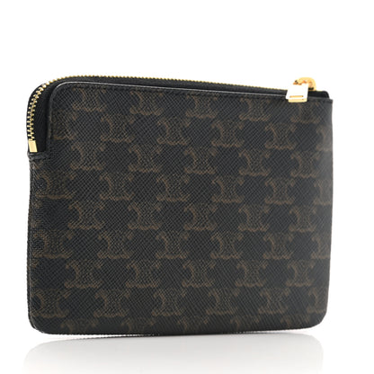 Celine Triomphe Canvas Logo Coin and Card Pouch With Hook Black 3 of 7