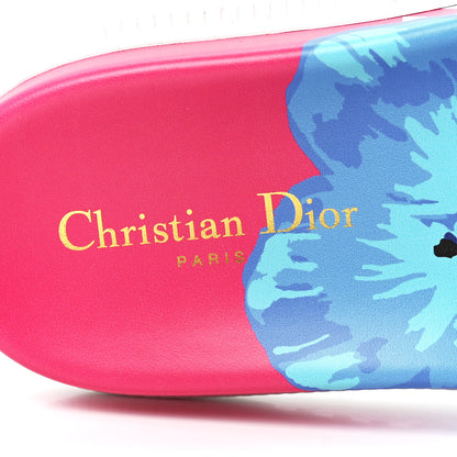 Christian Dior Canvas D-Flower Pop Embroidered Dway 10mm Slide Sandals 37 Pink Blue Multicolor 6 of 6
