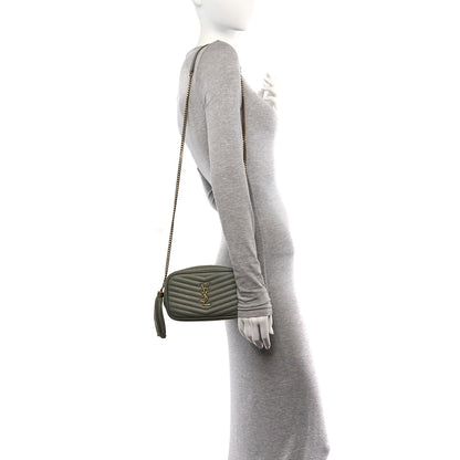 Saint Laurent Grain De Poudre Matelasse Monogram Mini Lou Camera Bag Light Sage 2 of 10