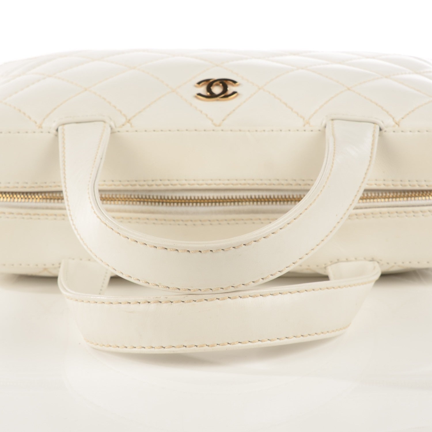 Chanel Calfskin Wild Stitch Surpique Top Handle Bag White 12 of 12