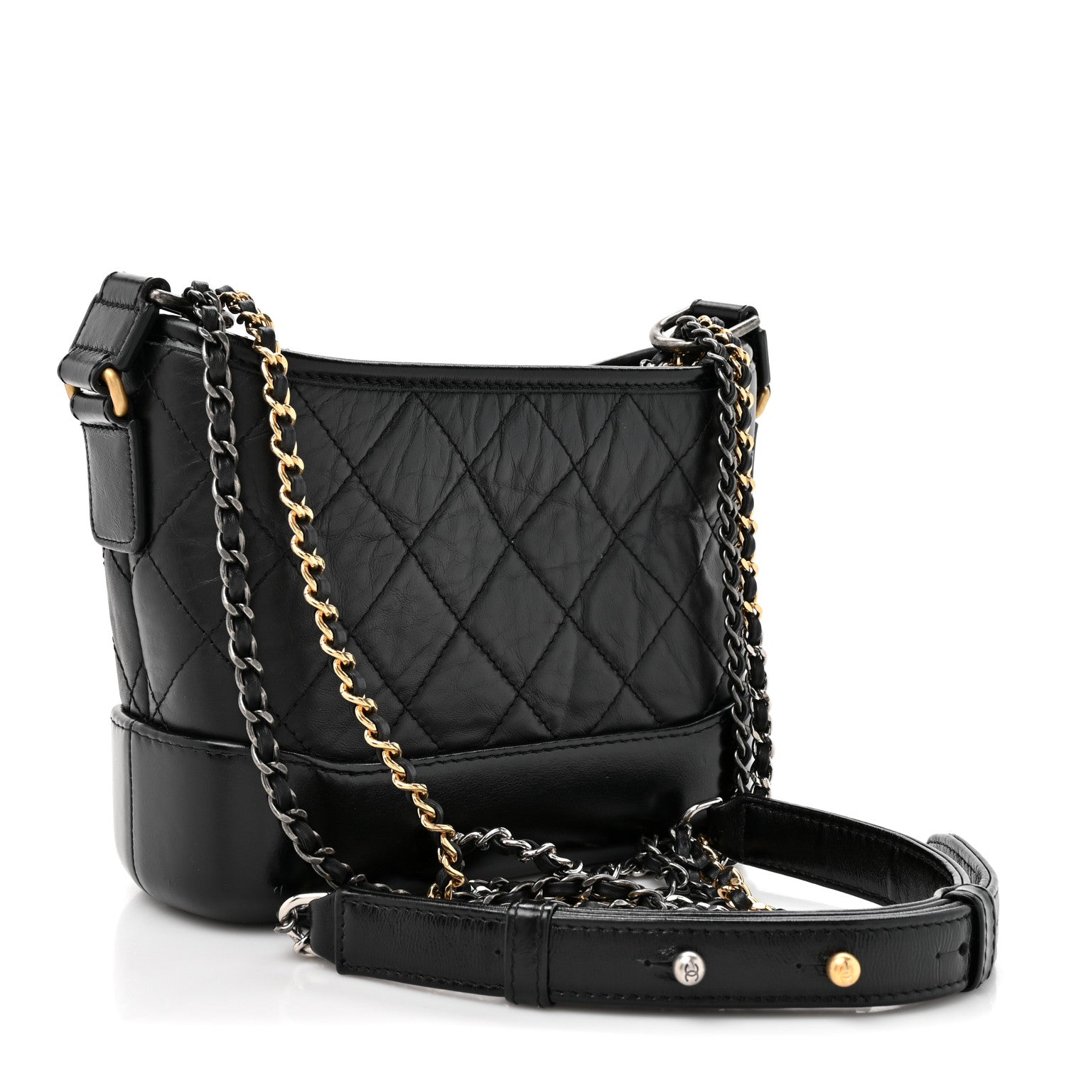 Chanel Aged Calfskin Quilted Small Gabrielle Hobo Black 3 of 14