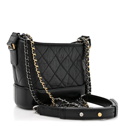 Chanel Aged Calfskin Quilted Small Gabrielle Hobo Black 3 of 14